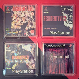 Resident Evil Nostalgic Holographic or Matt Game Cover Coasters - Acrylic Plastic 80mm x 80mm