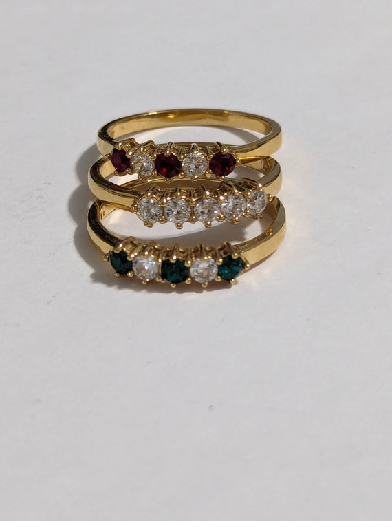Avon Crystal Ring Trio Size 10 Avon Vintage Holid… - image 5