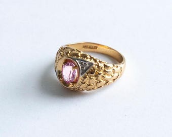 Rose Zircon Nugget Ring: Birthstone October GMS Jewelry Company14k GP, Size 10