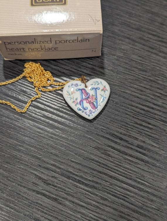 Avon Personalized Letter "N"  Porcelain Heart Nec… - image 5