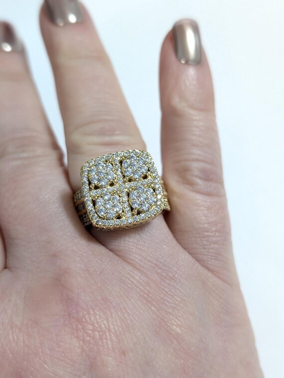 Moissanite Statement Ring, Gold Vermeil over Ster… - image 4