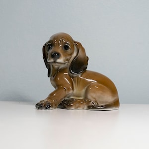 Vintage Rosenthal Adorable Daschund Figurine Kuspert 1909 Germany Puppy Dog Vintage Rosenthal Dachshund Dog  Kuspert Handgemalt Collectable