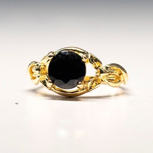 Vintage Black Onyx Crystal Ring Size 6 1/2 Estate Jewelry