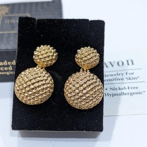 Avon Vintage Beaded Drop Pierced Earrings Dangle Gold Tone for Sensitive Skin 1995 Avon New Old Stock 211 Excellent Avon 30 Years Old