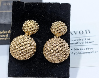 Pack De 2 Boucles D'oreilles Pendantes Avon - Cercles Ronds Et Ovales Noirs - Neuf Avec Boîte