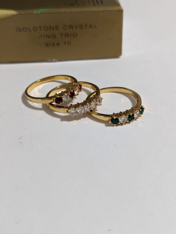 Avon Crystal Ring Trio Size 10 Avon Vintage Holid… - image 7