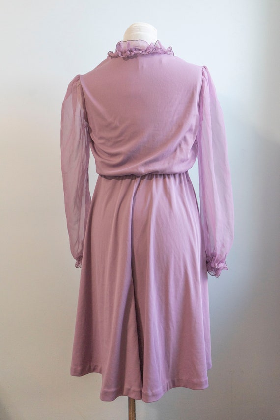 Vintage 1970s Women's Dress AMY ROSE Lilac Sheer … - image 4