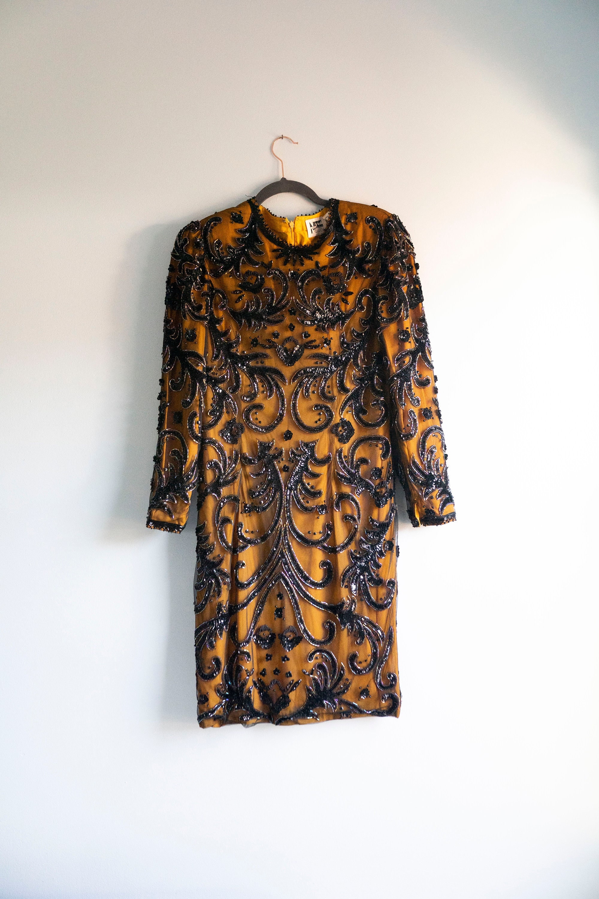 Vintage Niteline Silk Dress: Beaded Sequin Gatsby Style, Size 10 - Etsy  Israel