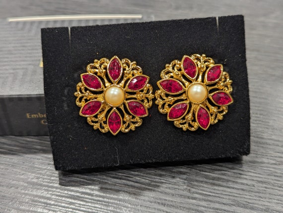 Signed Avon Earrings Very Rare Avon Embellished F… - image 3