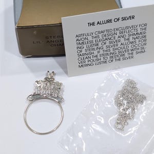 Avon Sterling Silver Lil Angels Charm Holder Necklace: New Old Stock
