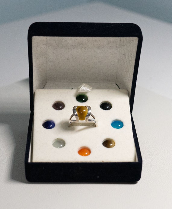 925 Sterling Silver Interchangeable Rainbow Cat Eye Stone Ball
