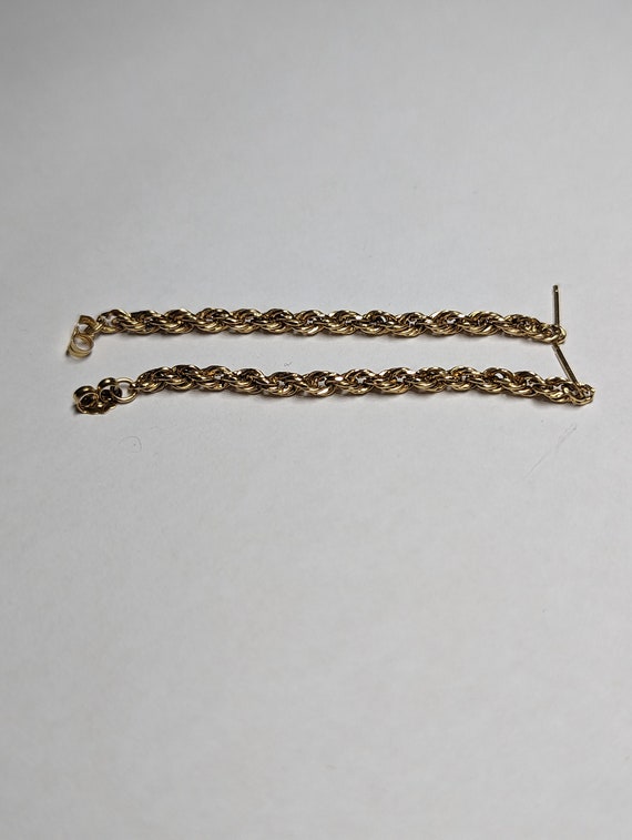 14K Dangle Hoop Looping Rope Chain Earrings in 14… - image 3