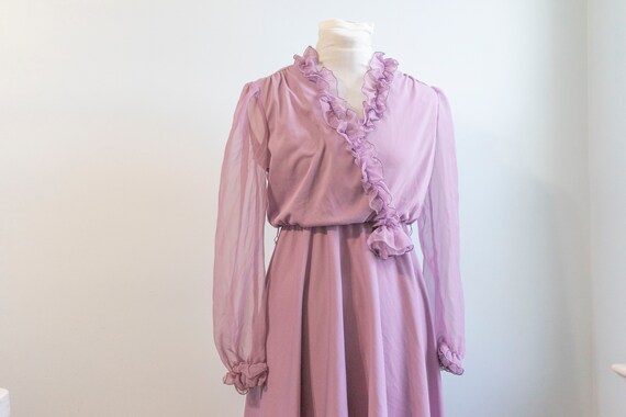 Vintage 1970s Women's Dress AMY ROSE Lilac Sheer … - image 2