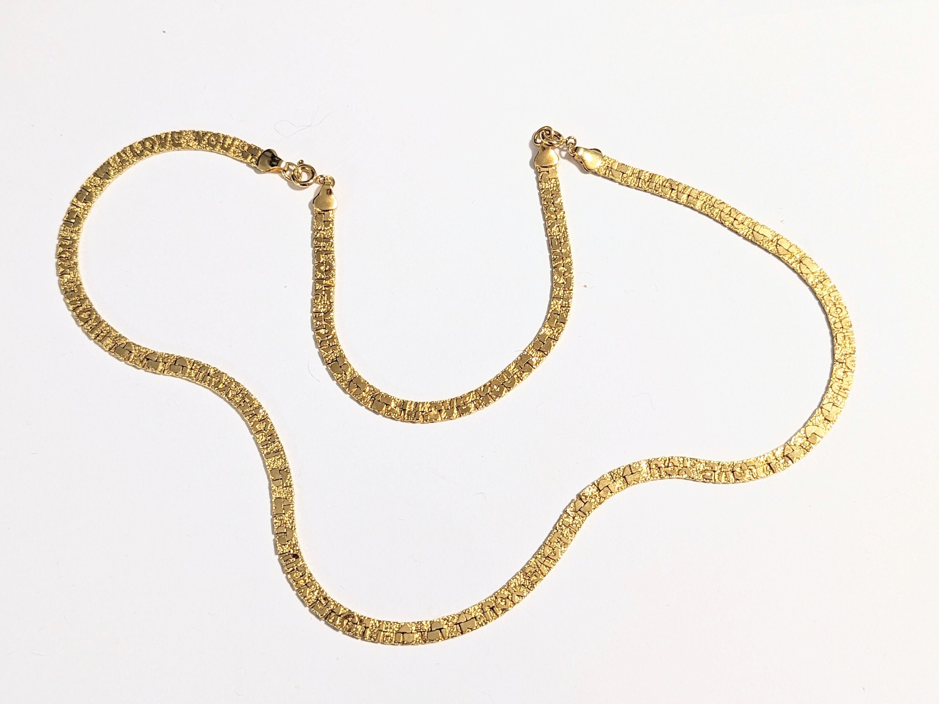 Avon 1991 Twice as Nice Gold Tone Reversible I Love You Necklace