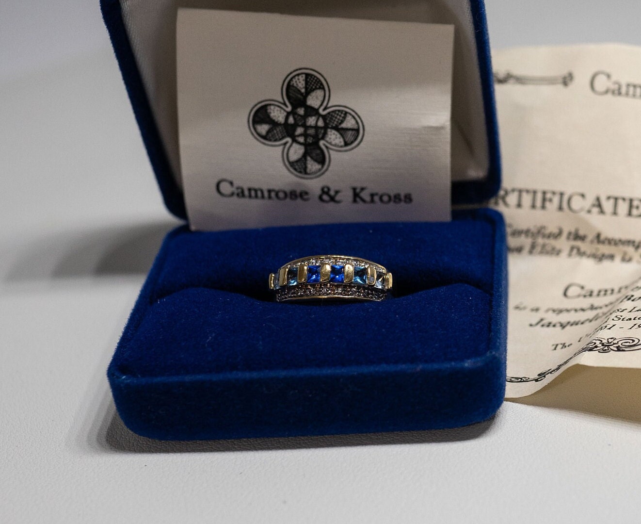 Rare Camrose & Kross Jackie Kennedy JBK Sapphire Aquamarine Ring  