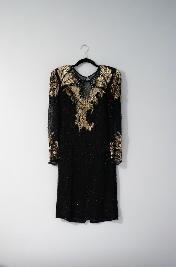 Vintage New Eves Allure Cocktail Dress Beaded Seq… - image 4