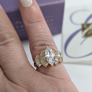 Elizabeth Taylor Avon Ring: 22K Gold CZ, Size 5, Signed, New in Box