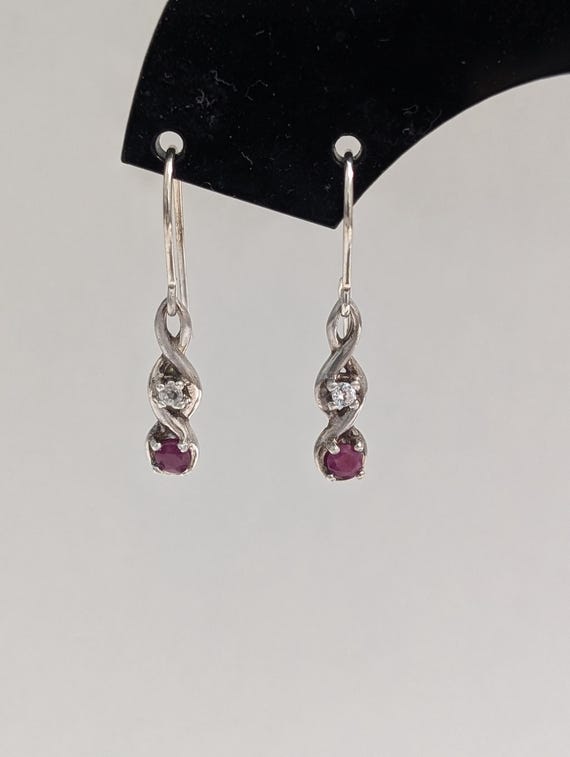 Avon Sterling Silver Genuine Ruby Dangle Earrings… - image 7