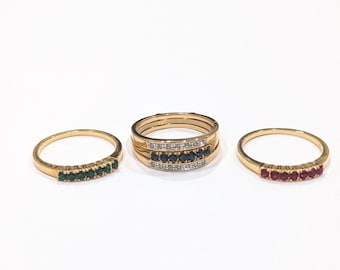 Avon Collectible Goldtone Interchangeable Ring Set: Rhinestone Jacket, Precious Colored Bands, Size 11.5