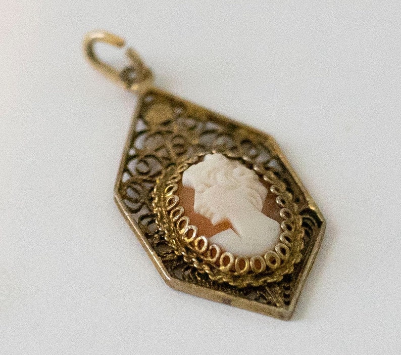 Antique 800 Sterling Art Deco Victorian Filigree Shell Cameo Pendant ...