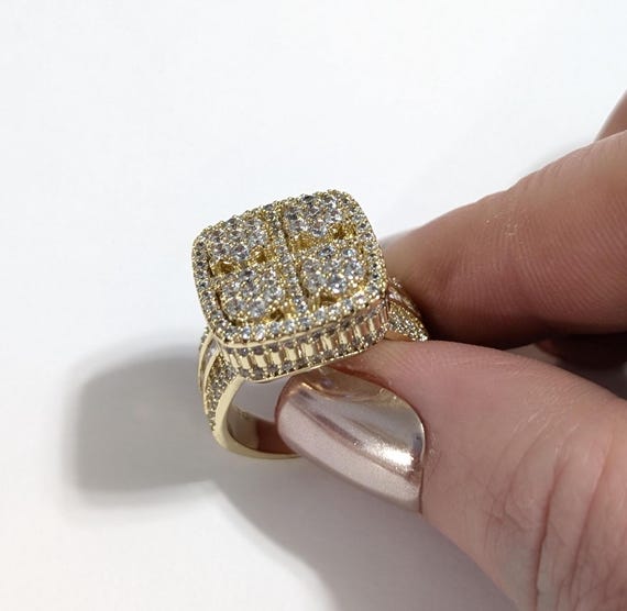 Moissanite Statement Ring, Gold Vermeil over Ster… - image 1