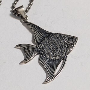 Vintage WTS Signed Sterling Silver Detailed Tropical Fish Charm with Balls Chain Goldfish Pendant