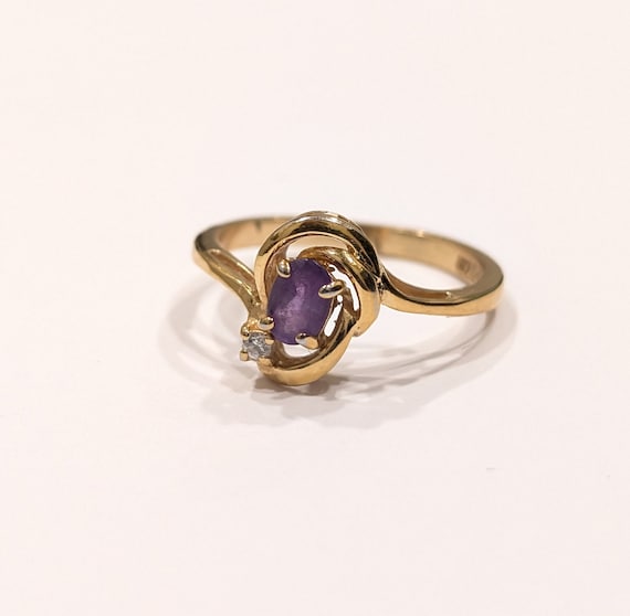 Avon Amethyst Ring GroBe 9 Avon Modeschmuck Gold Tone Signiert Ring Lila Stein in Knoten Design Etsy