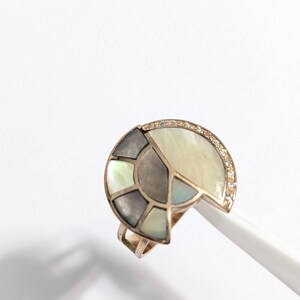 14K Gold 585 Rose Gold Mother of Pearl Ring SIZE 7.5 Hallmarked 7.2 g image 9