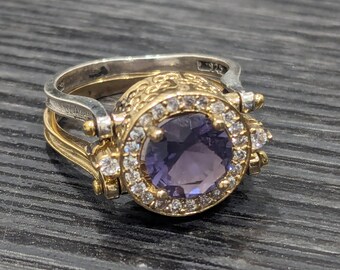 Bague Vintage En Argent 925 Avec Pierre Quartz Rose - Taille 55 - Occasion