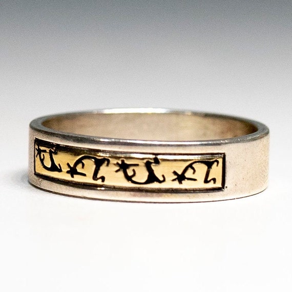 D Skeets KACHINA Band Signed Navajo Solid 14k Gold Sterling Silver