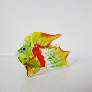 Vintage Venetian Murano Rainbow Glass Fish Green Red Yellow Collectibles Rainbow Angel Fish Rare Art Glass Fish Murano Glass Fish Miniature