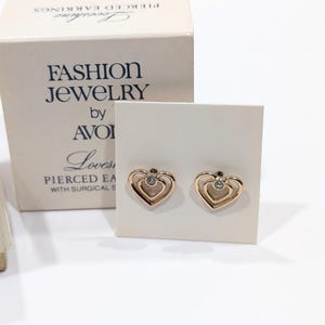 1980 Avon Loveshine Doppelherz Strass Ohrringe Gold Ton Ohrhänger Avon Kollektion Schmuck Avon New Old Stock 216 45 Jahre alt