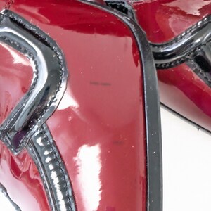 Archival PRADA Fall 1999 Burgundy Patent Leather Block Heel Loafer Pumps Size 39 image 17