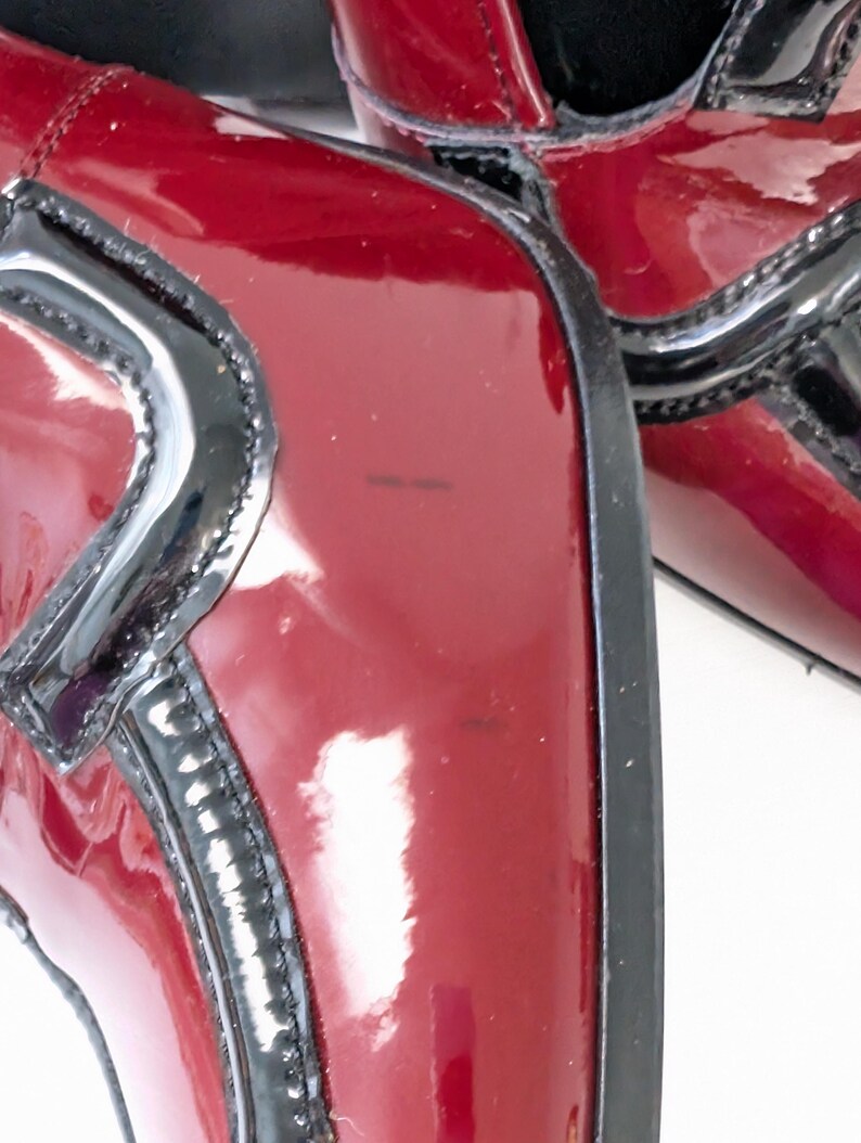 Archival PRADA Fall 1999 Burgundy Patent Leather Block Heel Loafer Pumps Size 39 image 17