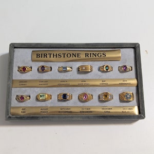 12 Birthstone Ring Set Size 10 by GMS Garnet Amethyst Aquamarine Spinel Emerald Alexandrite Ruby Peridot Sapphire Pink Zircon Topaz Blue CZ