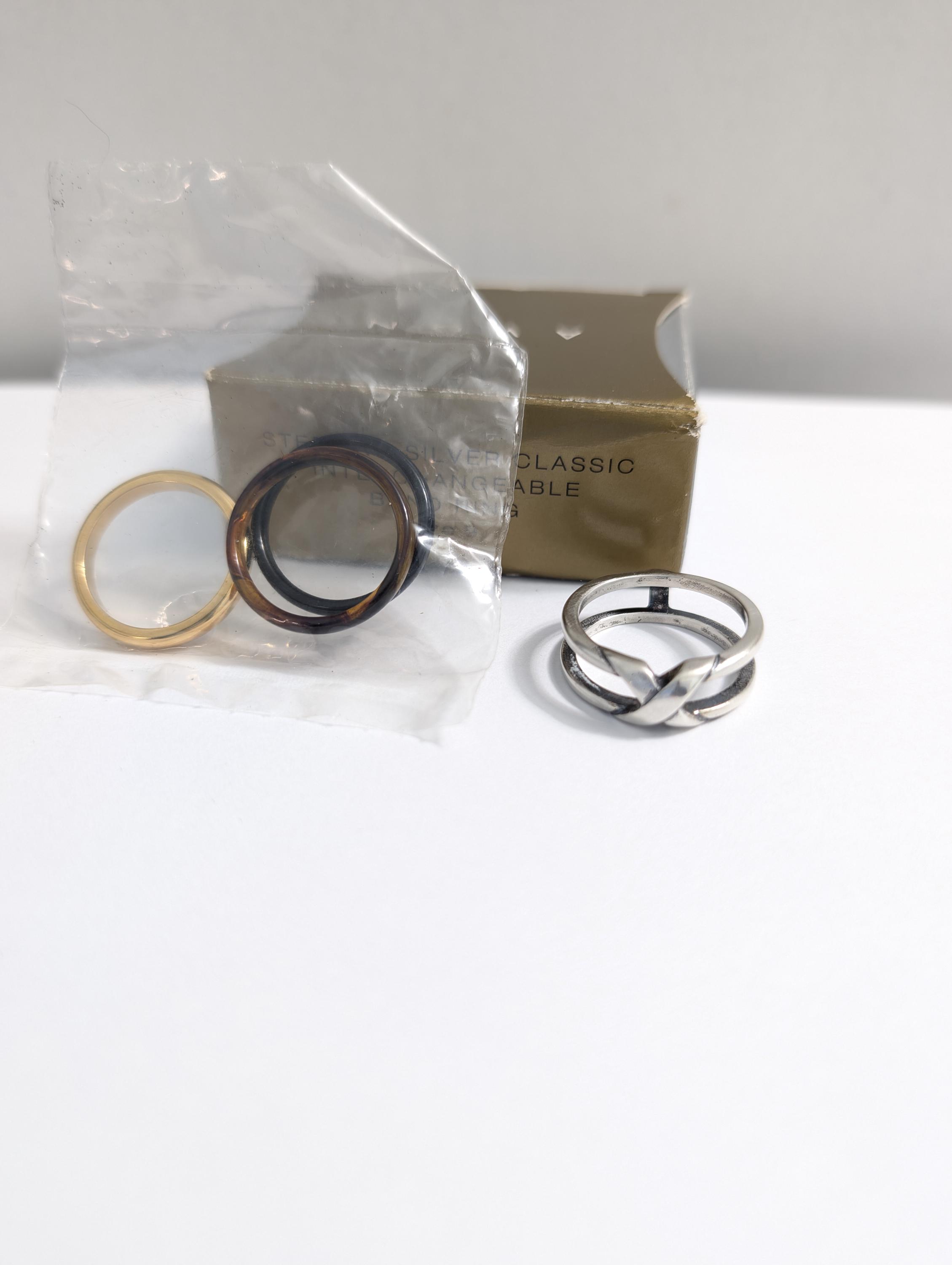 Rare Avon Interchangeable Sterling Silver Classic Enhancer Ring Set ...