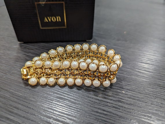 Vintage Avon Lustrous Links Glass Pearl Goldtone … - image 1