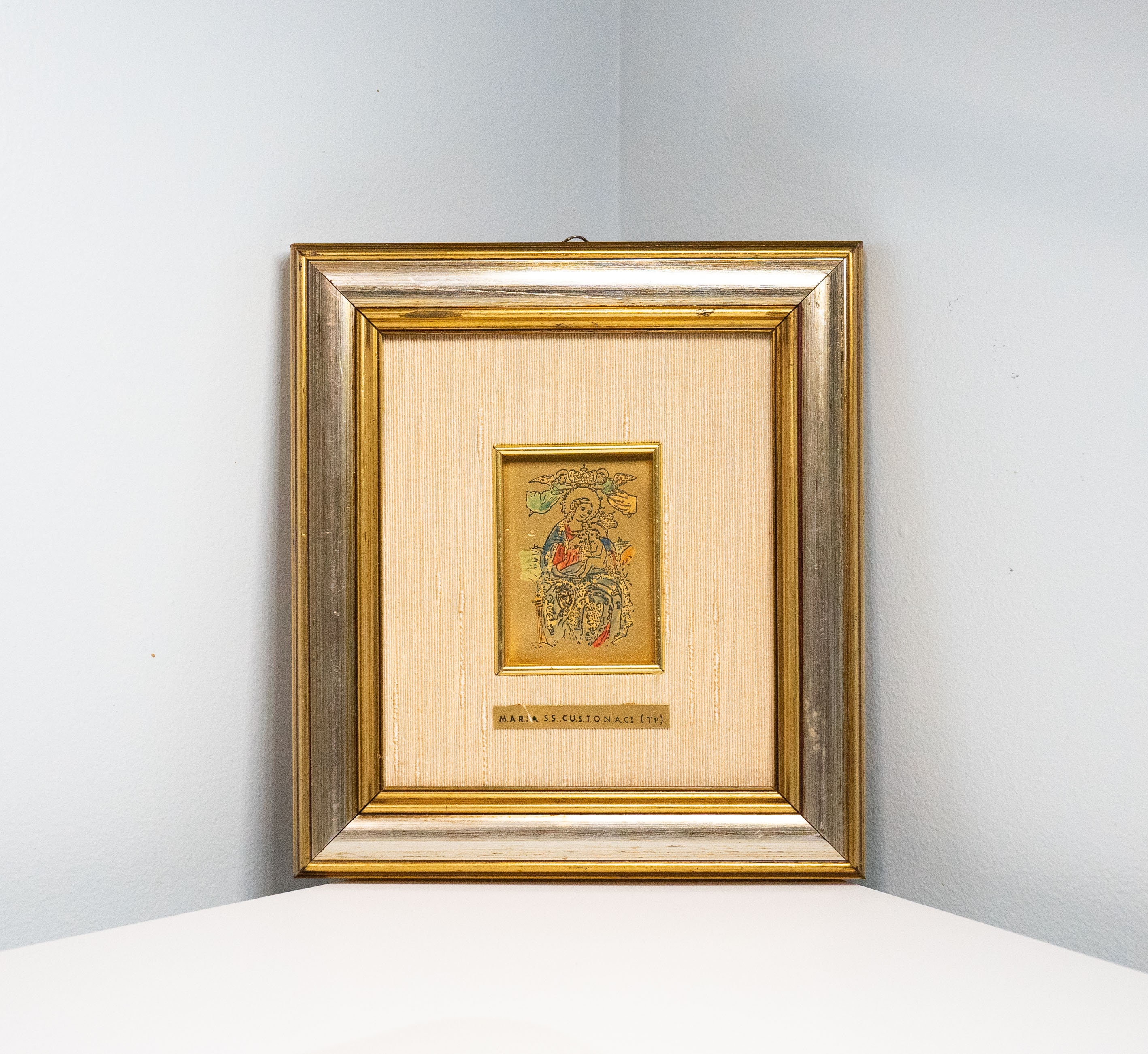 Rare Vintage Italian Maria SS Custonaci Gold Wall Art Framed