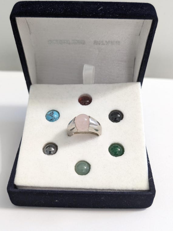 Sterling Silver Gemstone Ball Ring: 7 Interchange… - image 3