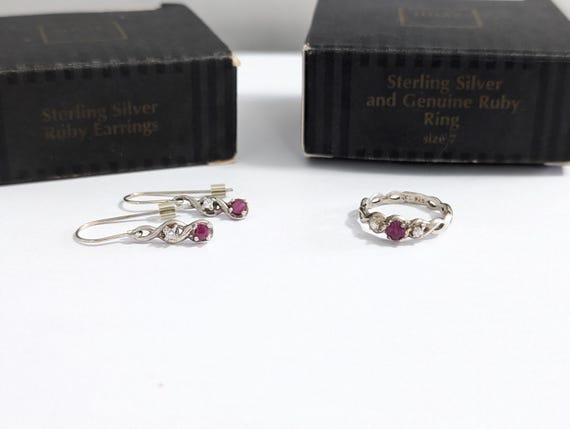 Avon Sterling Silver Genuine Ruby Dangle Earrings… - image 4