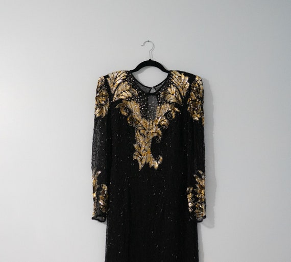 Vintage New Eves Allure Cocktail Dress Beaded Seq… - image 2