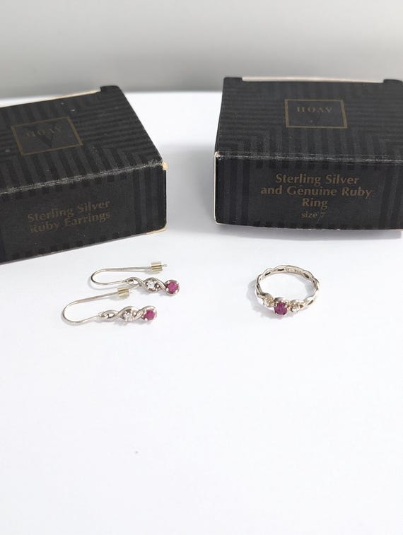 Avon Sterling Silver Genuine Ruby Dangle Earrings… - image 6