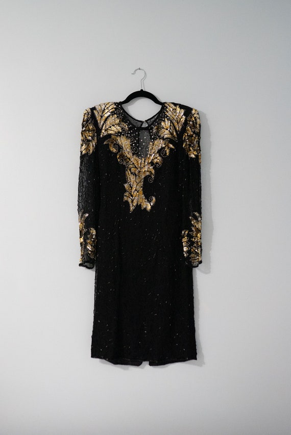 Vintage New Eves Allure Cocktail Dress Beaded Seq… - image 3