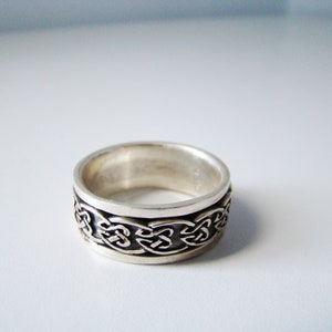 Vintage Celtic Knot Ring, Exciting Spinner Ring, Sterling Silver, Men&#39;s Ring Rope Ring Unique  Band Ring Size 11