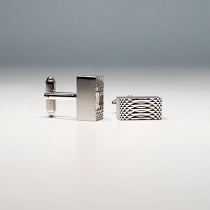 Vintage DANTE Silver Tone Rectangular Cufflinks Unusual Design Dante Silver-Tone Cufflinks