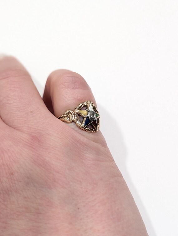 Masonic 10K Gold ORDER EASTERN STAR Diamond Ring Gardiner Co Size 