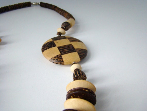 Ethnic Wood Carved Tribal African Wood Necklace W… - image 4