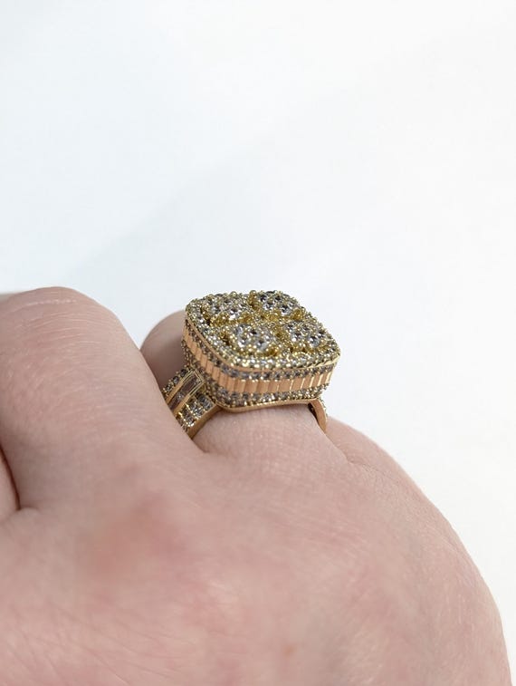 Moissanite Statement Ring, Gold Vermeil over Ster… - image 3