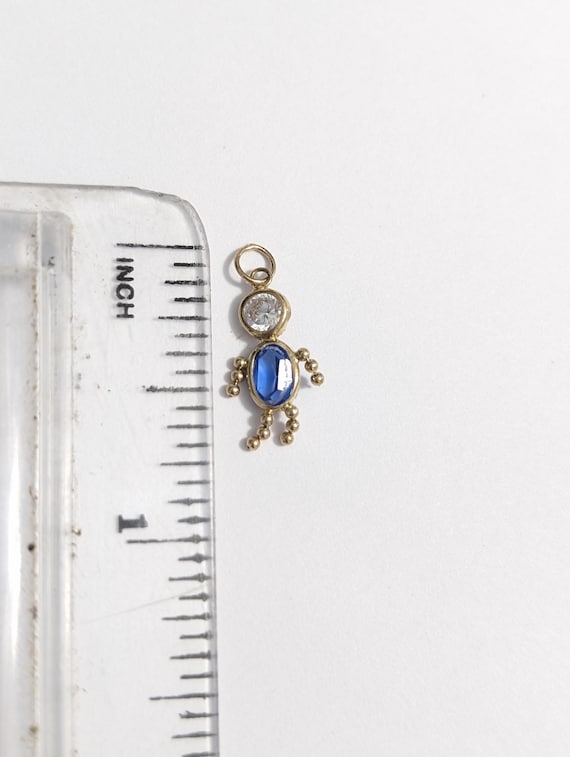 Solid 10K Tiny Boy Charm Yellow Gold Sapphire-BIR… - image 5