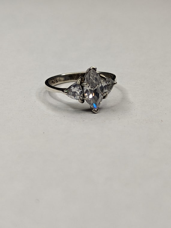 AVON Sterling CZ Marquis Ring Cluster Solitaire R… - image 2